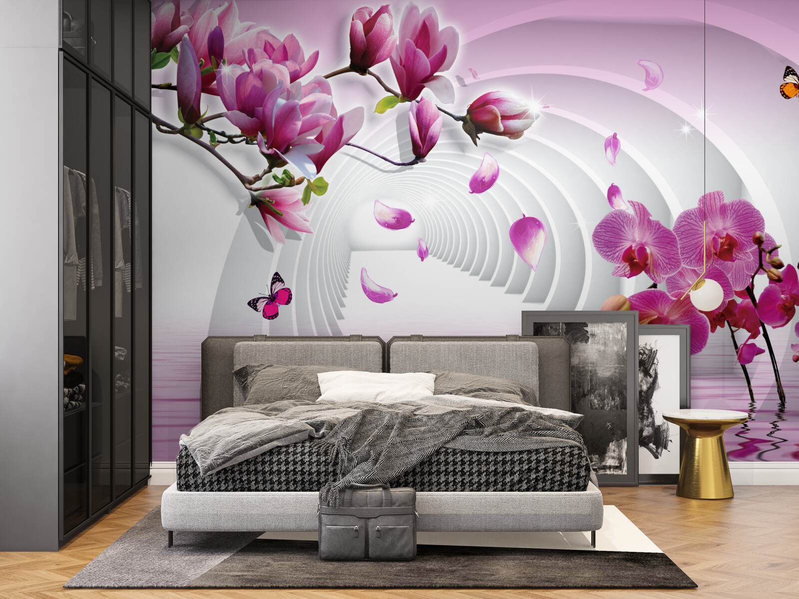 Fotobehang verrukkelijke tinten roze magnolia en orchidee