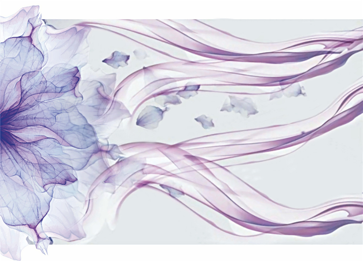 Fotobehang bloem met transparant blauw onder het wateroppervlak