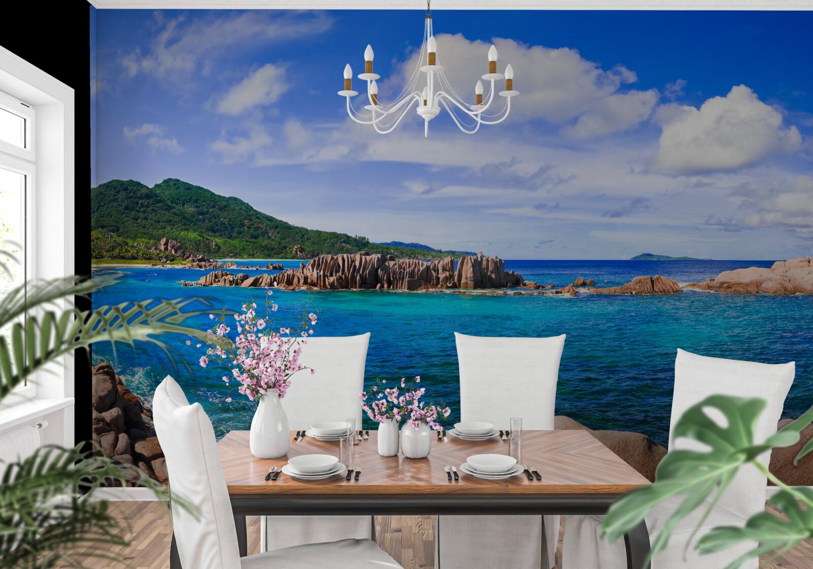 Fotobehang kliffen bij de azuurblauwe oceaan