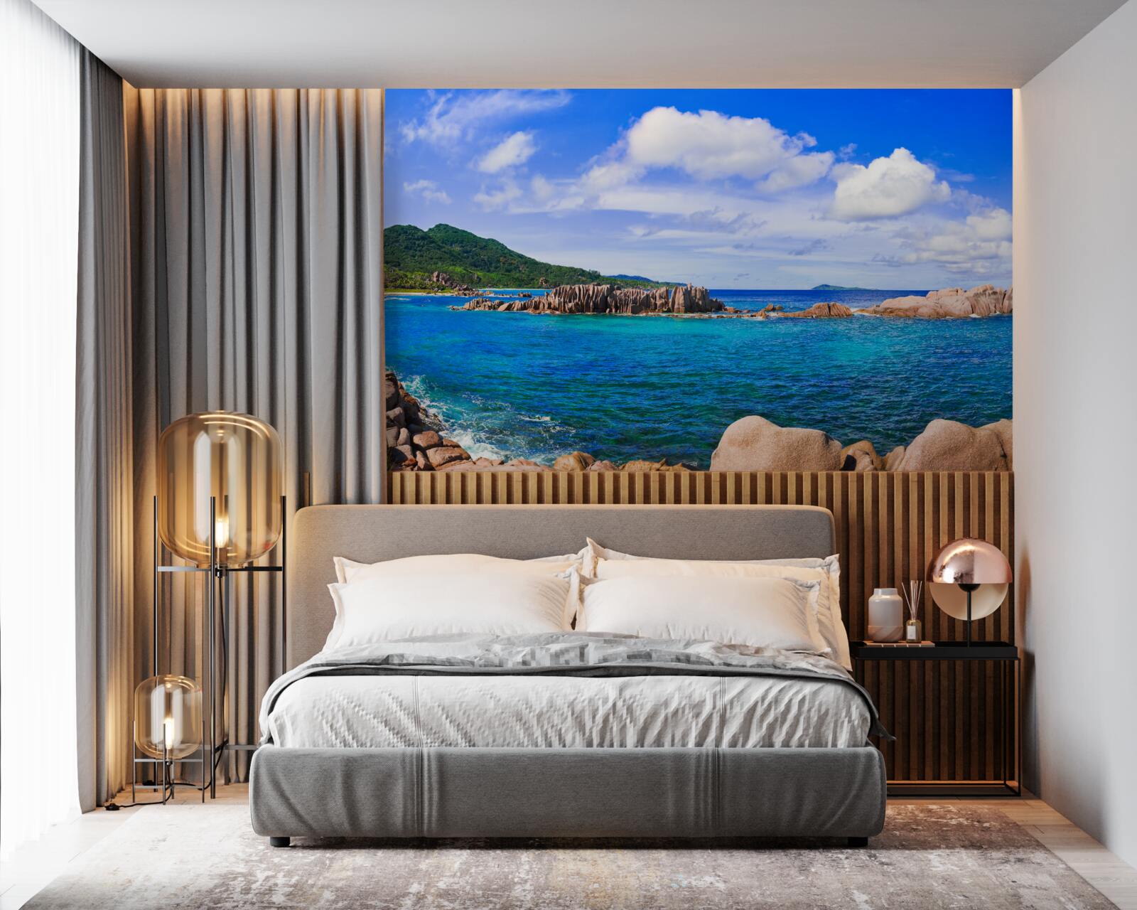 Fotobehang kliffen bij de azuurblauwe oceaan