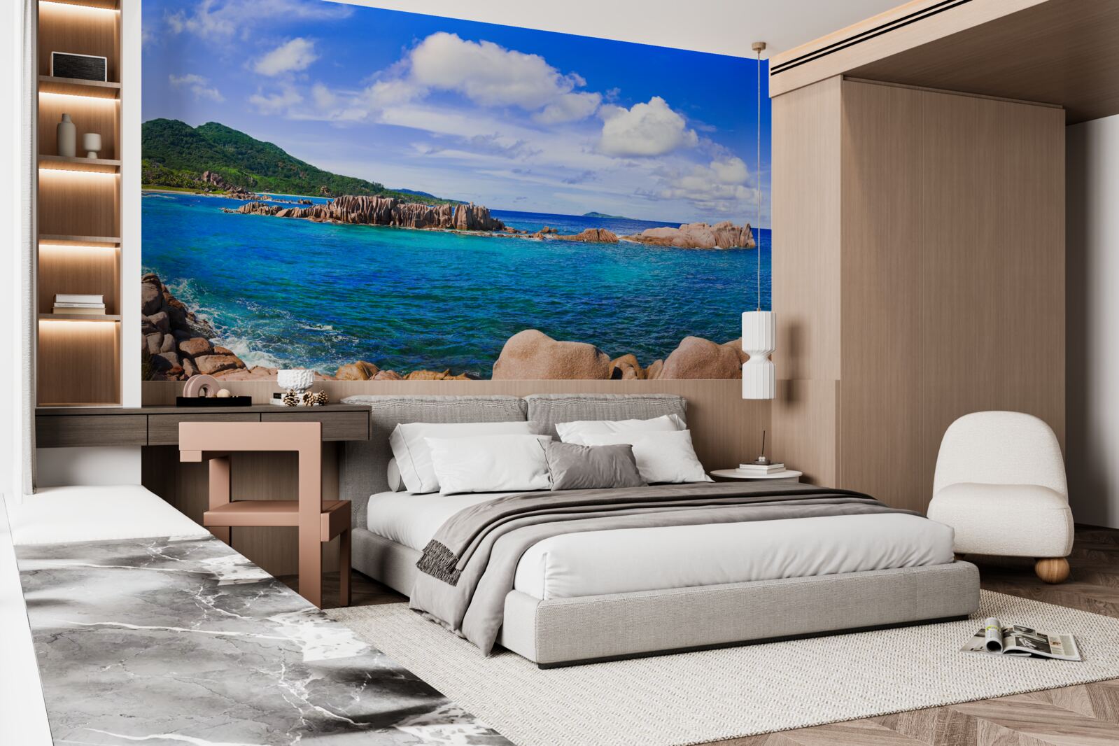 Fotobehang kliffen bij de azuurblauwe oceaan