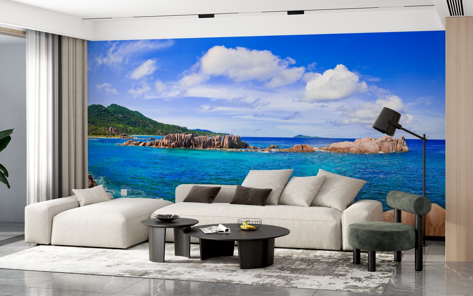 Fotobehang kliffen bij de azuurblauwe oceaan