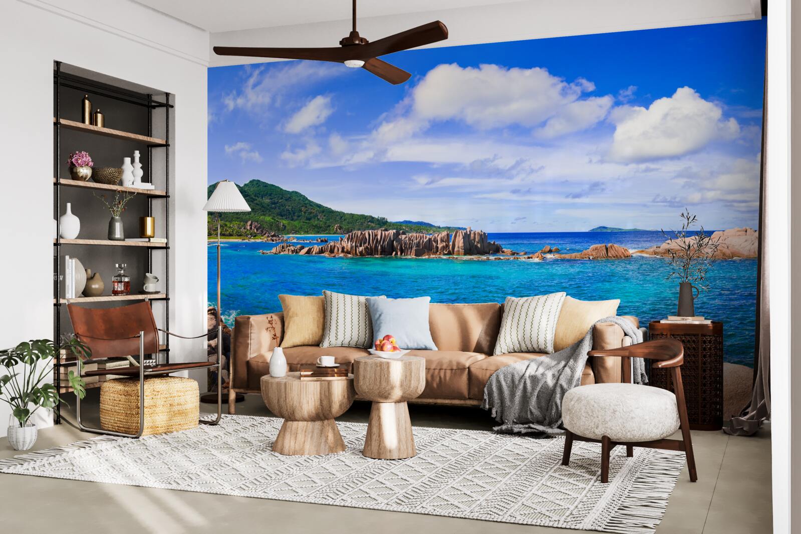 Fotobehang kliffen bij de azuurblauwe oceaan