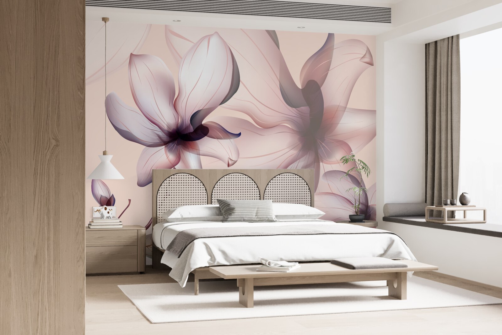 Fotobehang heldere achtergrond met magnolia's