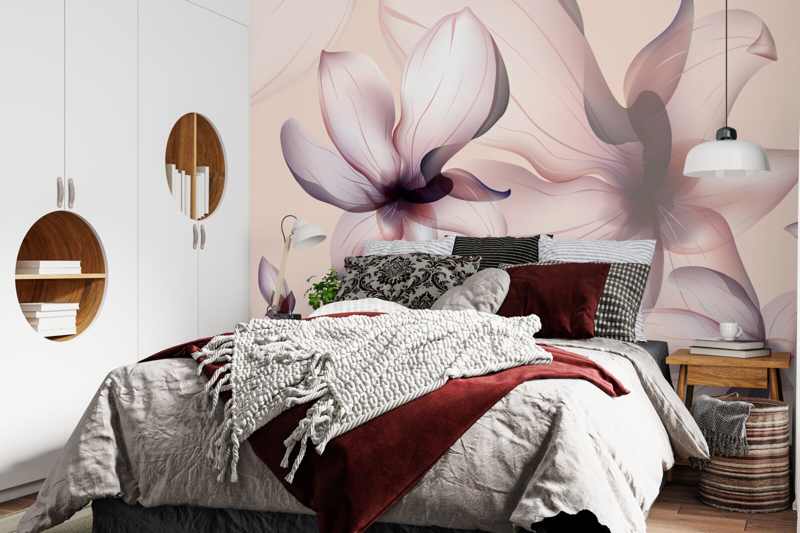 Fotobehang heldere achtergrond met magnolia's