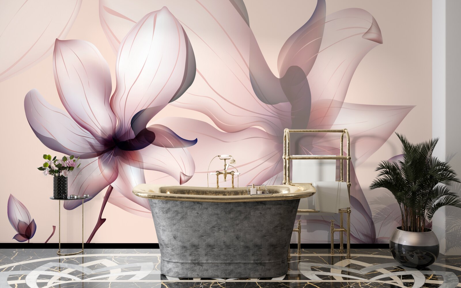 Fotobehang heldere achtergrond met magnolia's