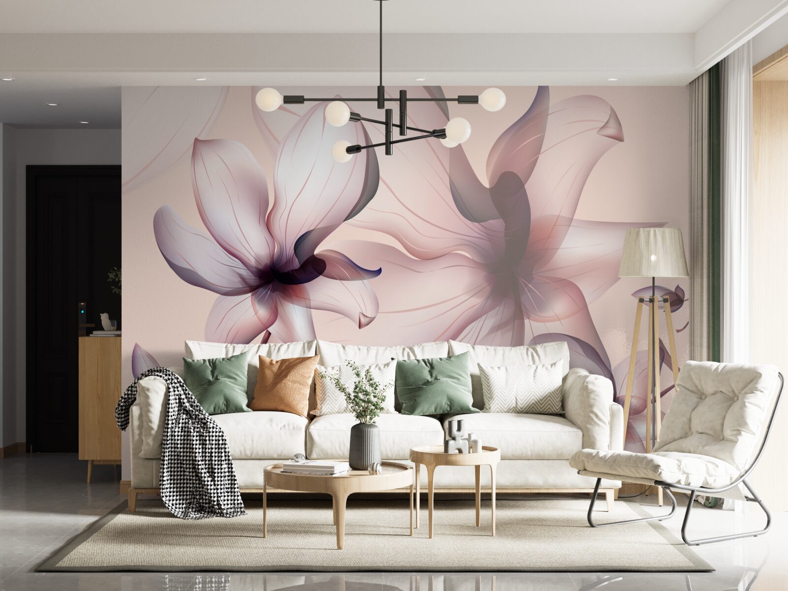 Fotobehang heldere achtergrond met magnolia's
