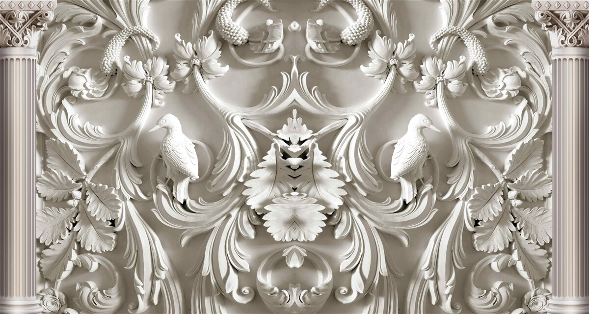 Fotobehang volumetrische witte details op de muur