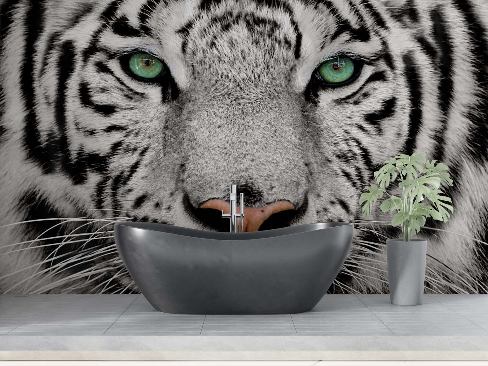 Fotobehang afbeelding van een witte tijger