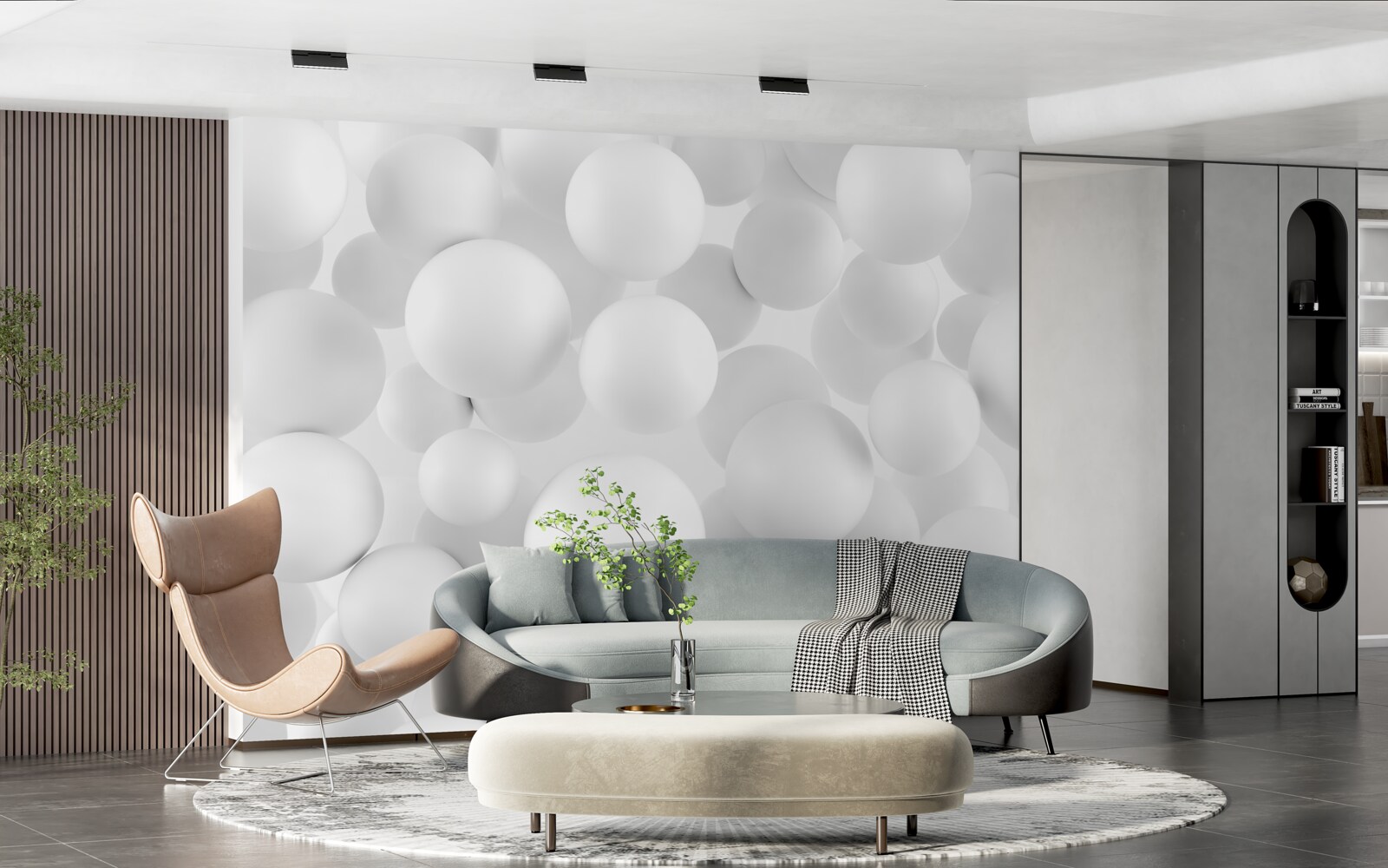 Fotobehang grote witte ballen