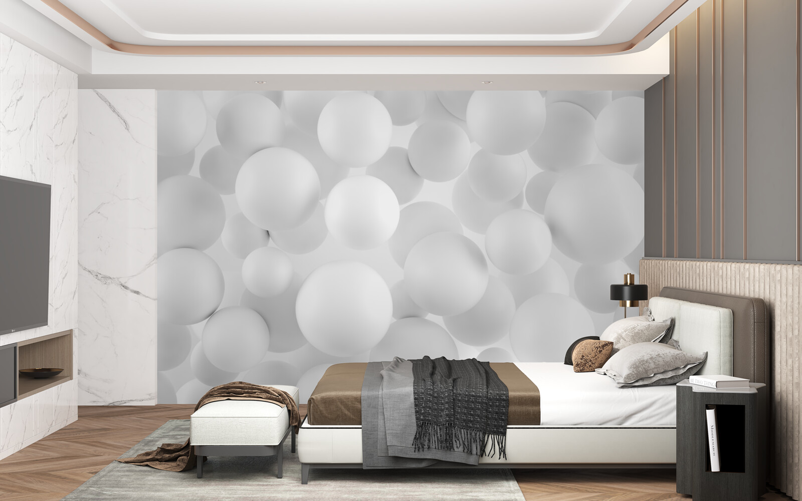 Fotobehang grote witte ballen