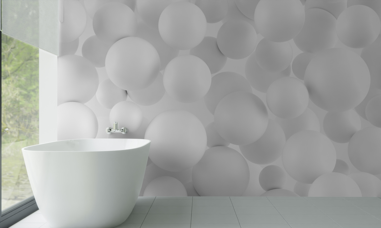 Fotobehang grote witte ballen