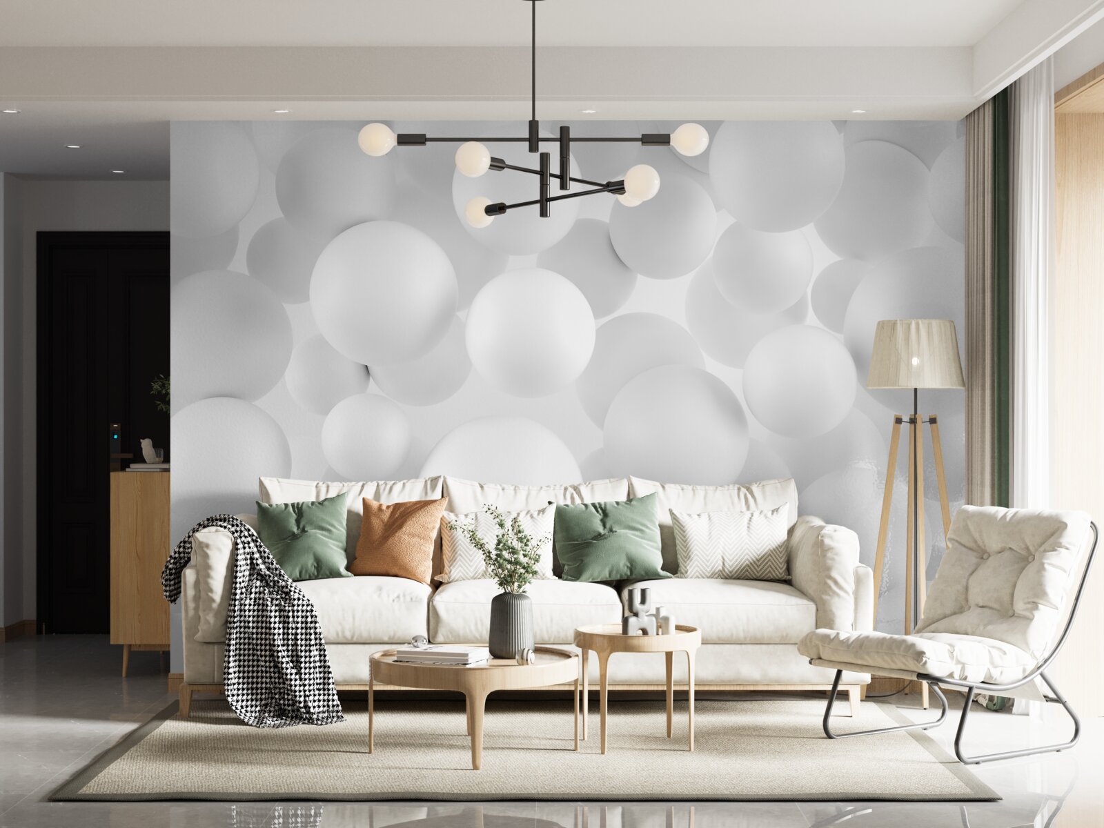 Fotobehang grote witte ballen