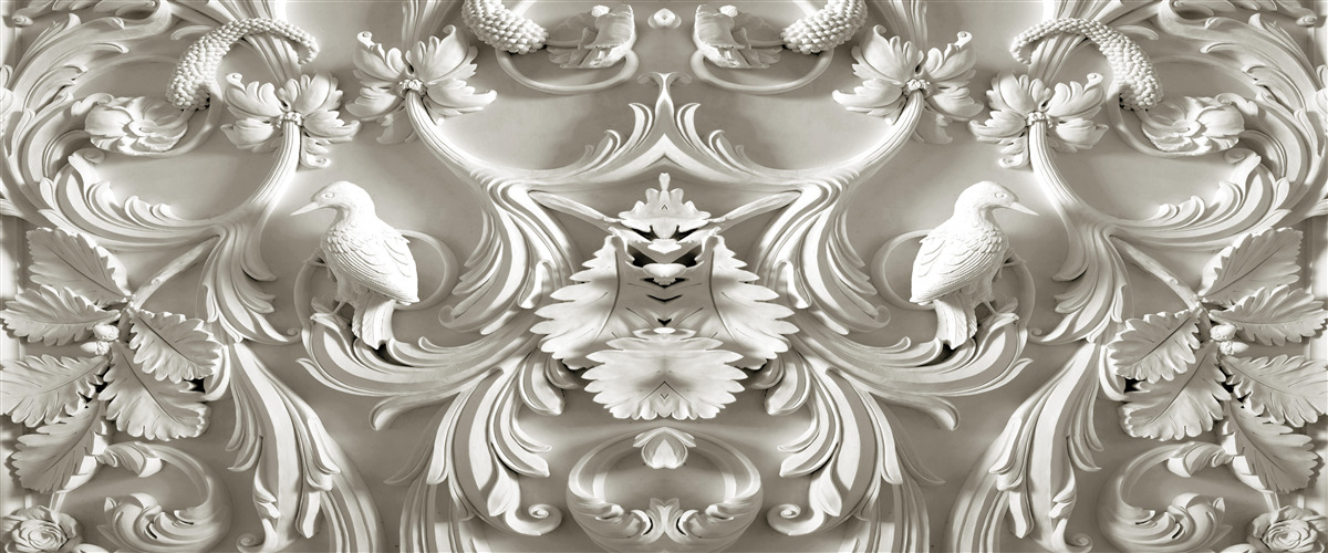 Fotobehang wit reliëf van gips