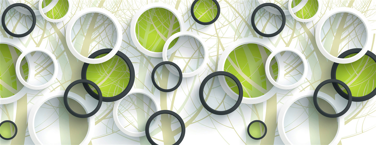 Fotobehang witte en groene cirkels over elkaar