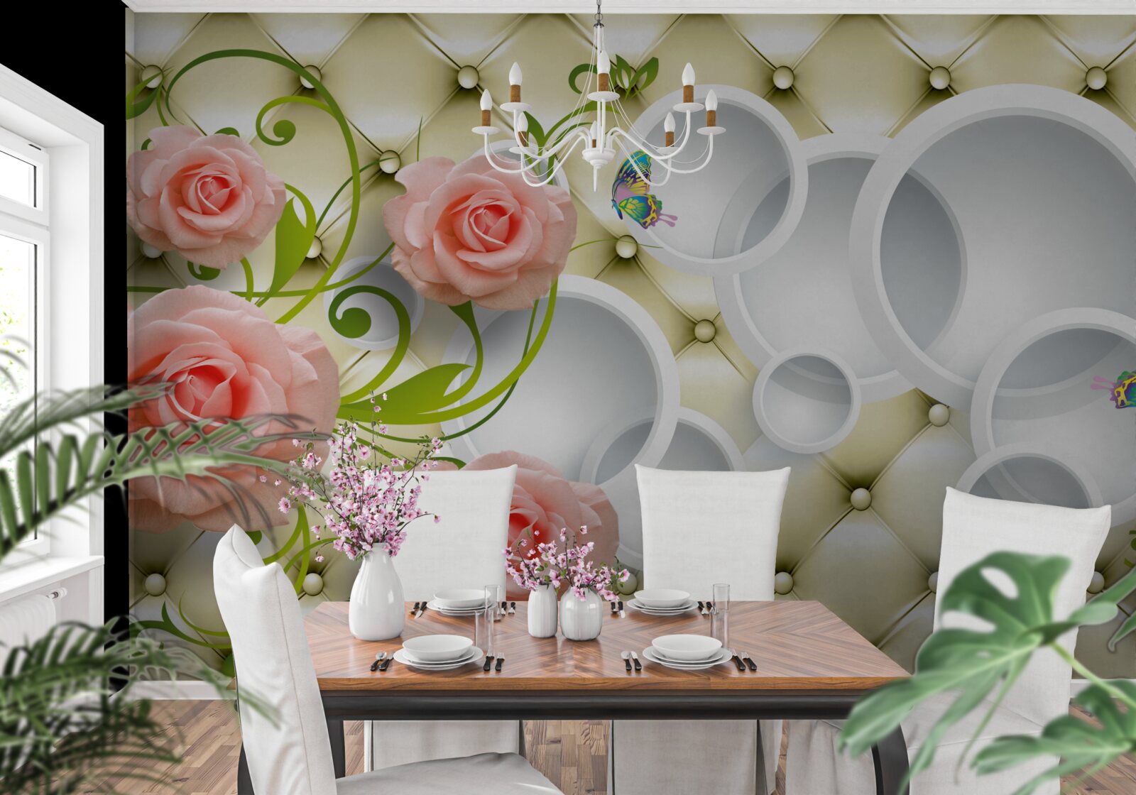 Fotobehang de roze rozenknop is prachtig