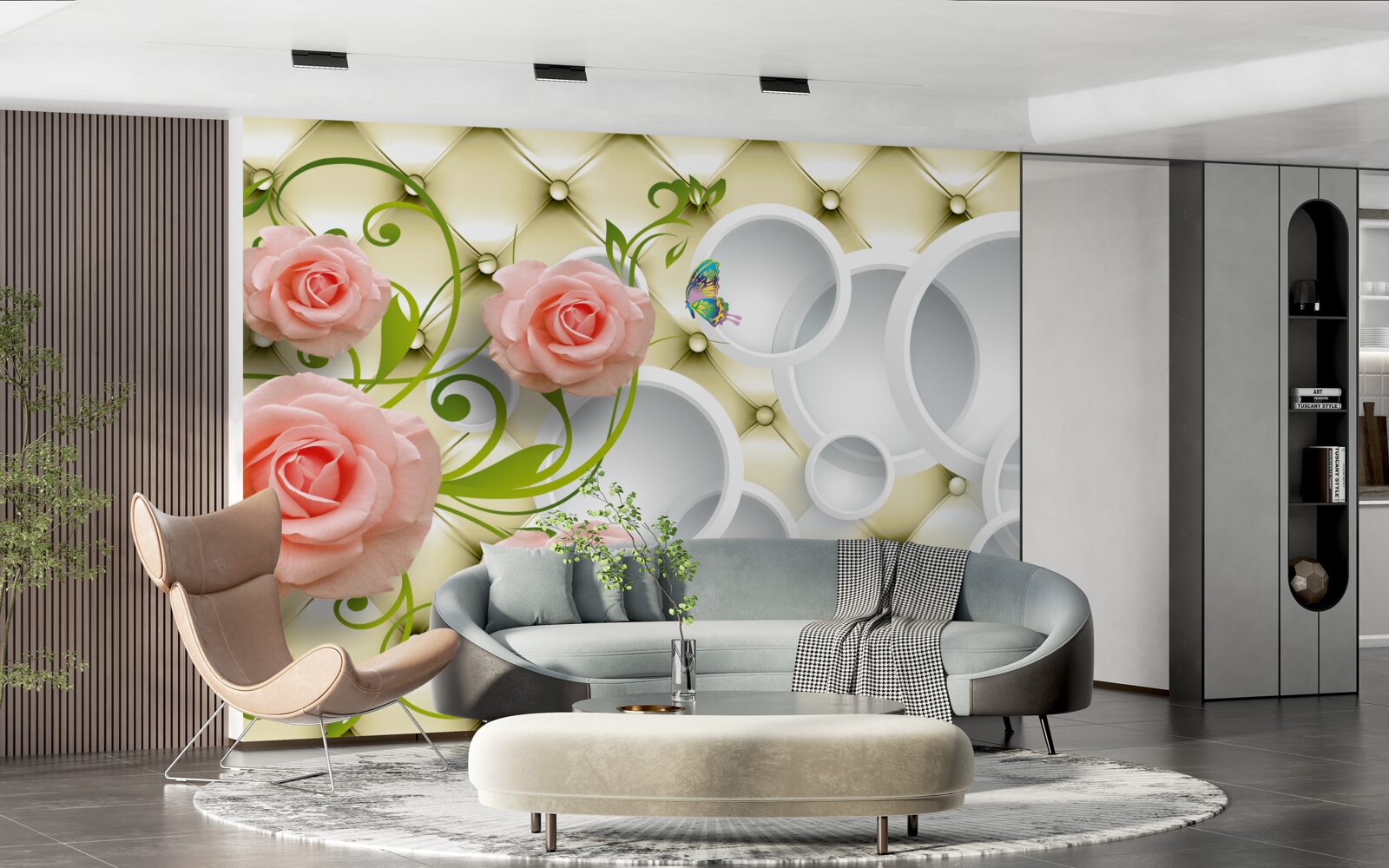 Fotobehang de roze rozenknop is prachtig