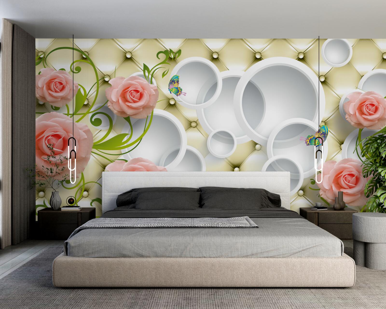 Fotobehang de roze rozenknop is prachtig