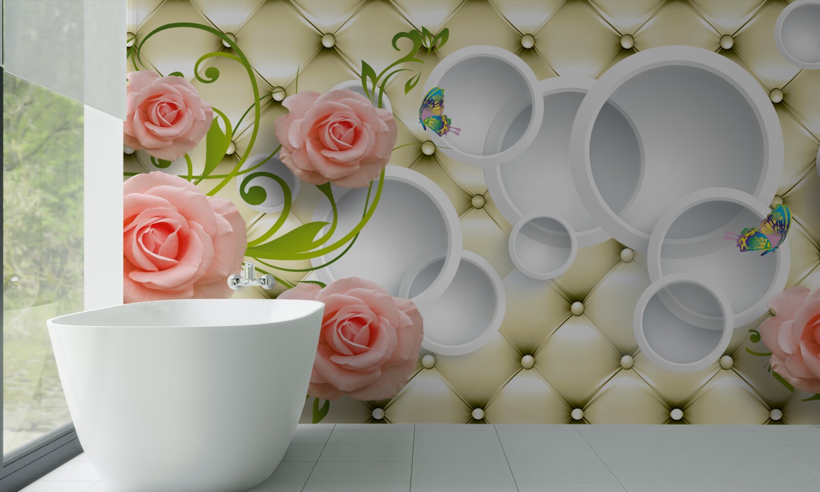 Fotobehang de roze rozenknop is prachtig