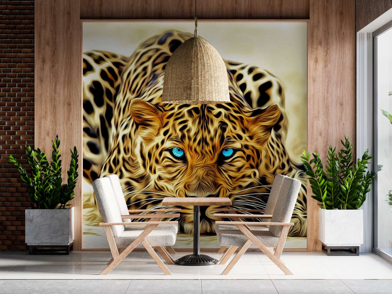 Fotobehang met blauwe ogen verborg de panter zich