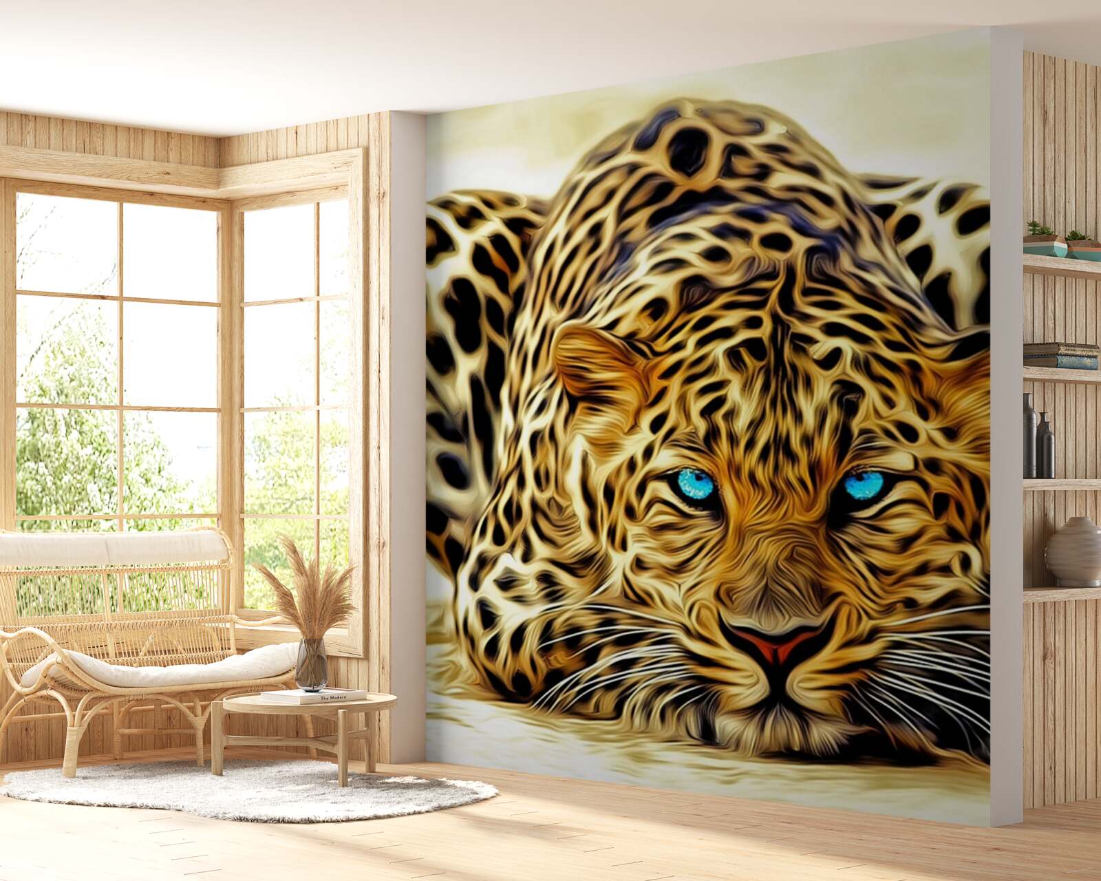 Fotobehang met blauwe ogen verborg de panter zich