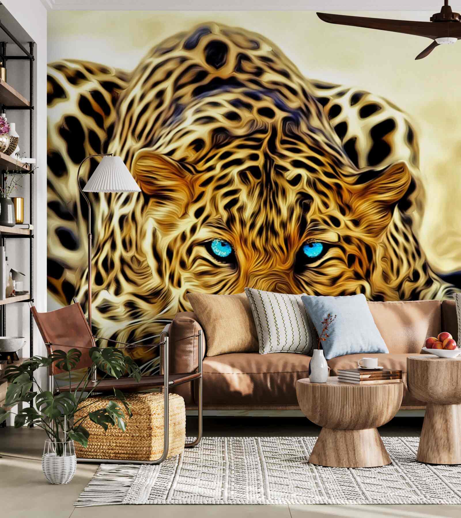 Fotobehang met blauwe ogen verborg de panter zich