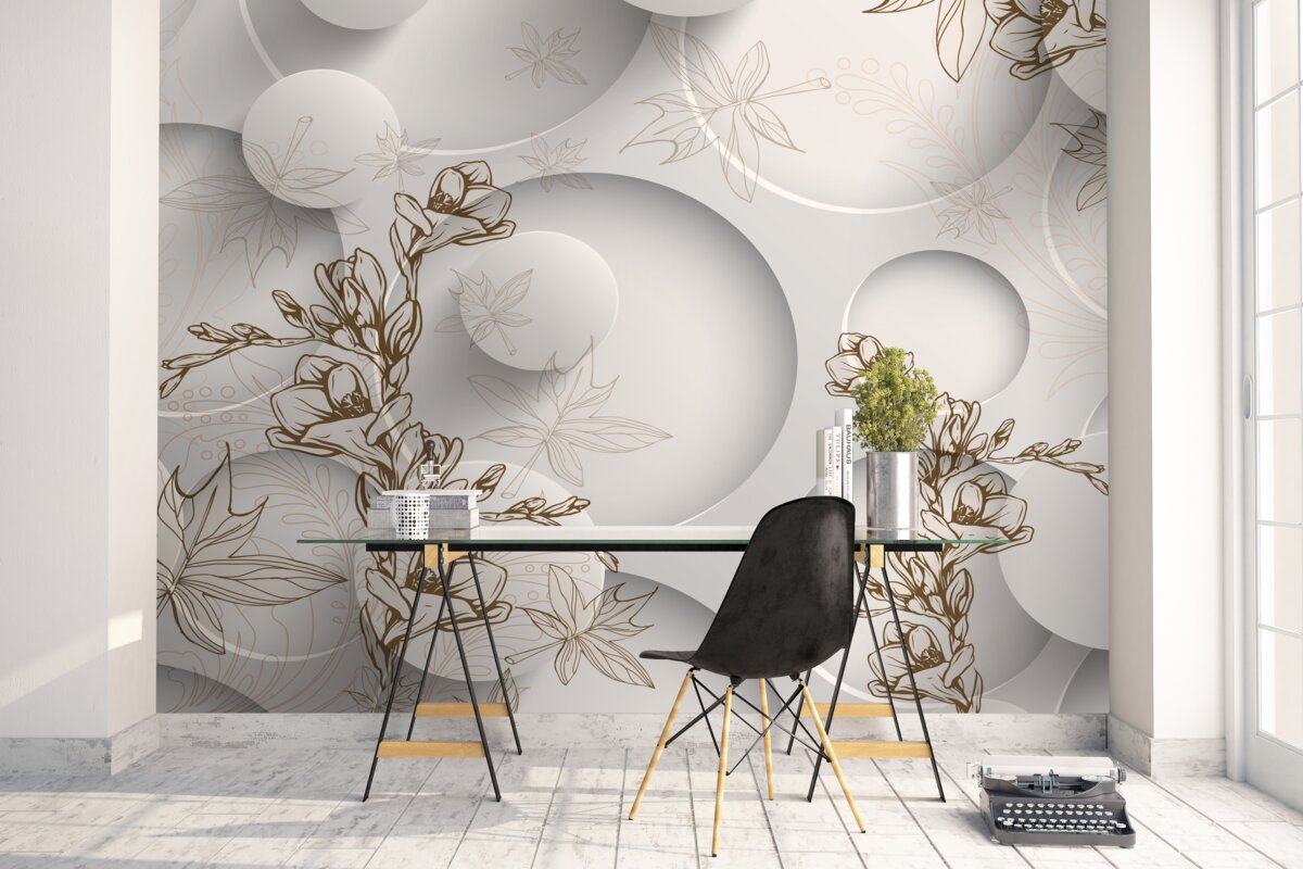 Fotobehang magnolia's zijn wit en rond van vorm