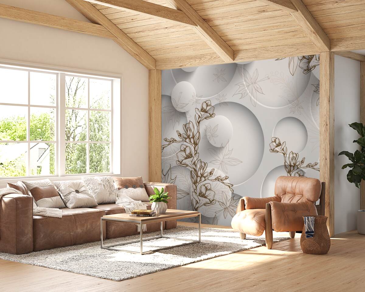 Fotobehang magnolia's zijn wit en rond van vorm