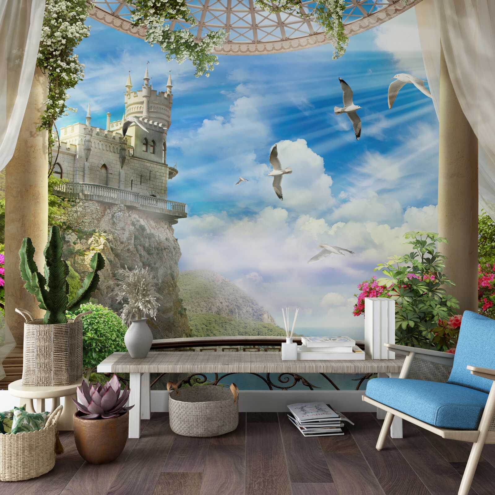 Fotobehang terras met uitzicht op het zwaluwreservaat