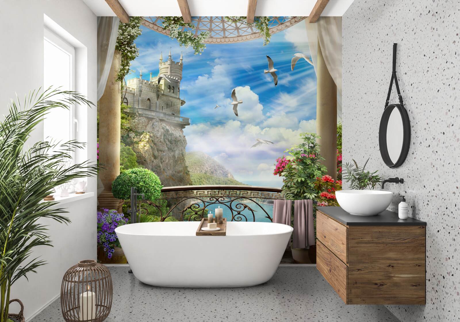 Fotobehang terras met uitzicht op het zwaluwreservaat