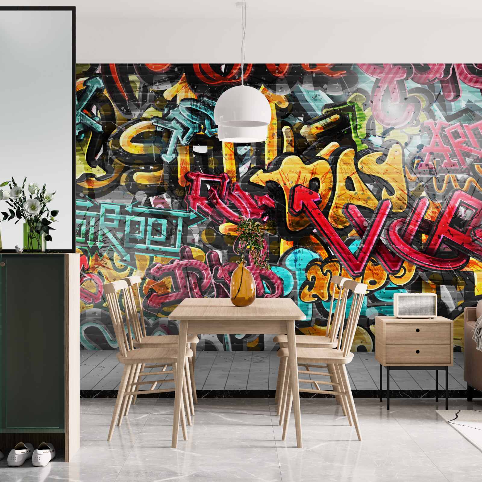 Fotobehang graffiti op straat verwijderen