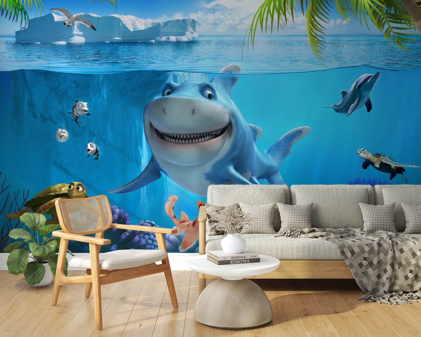 Fotobehang geanimeerde bewoners van de onderwaterwereld