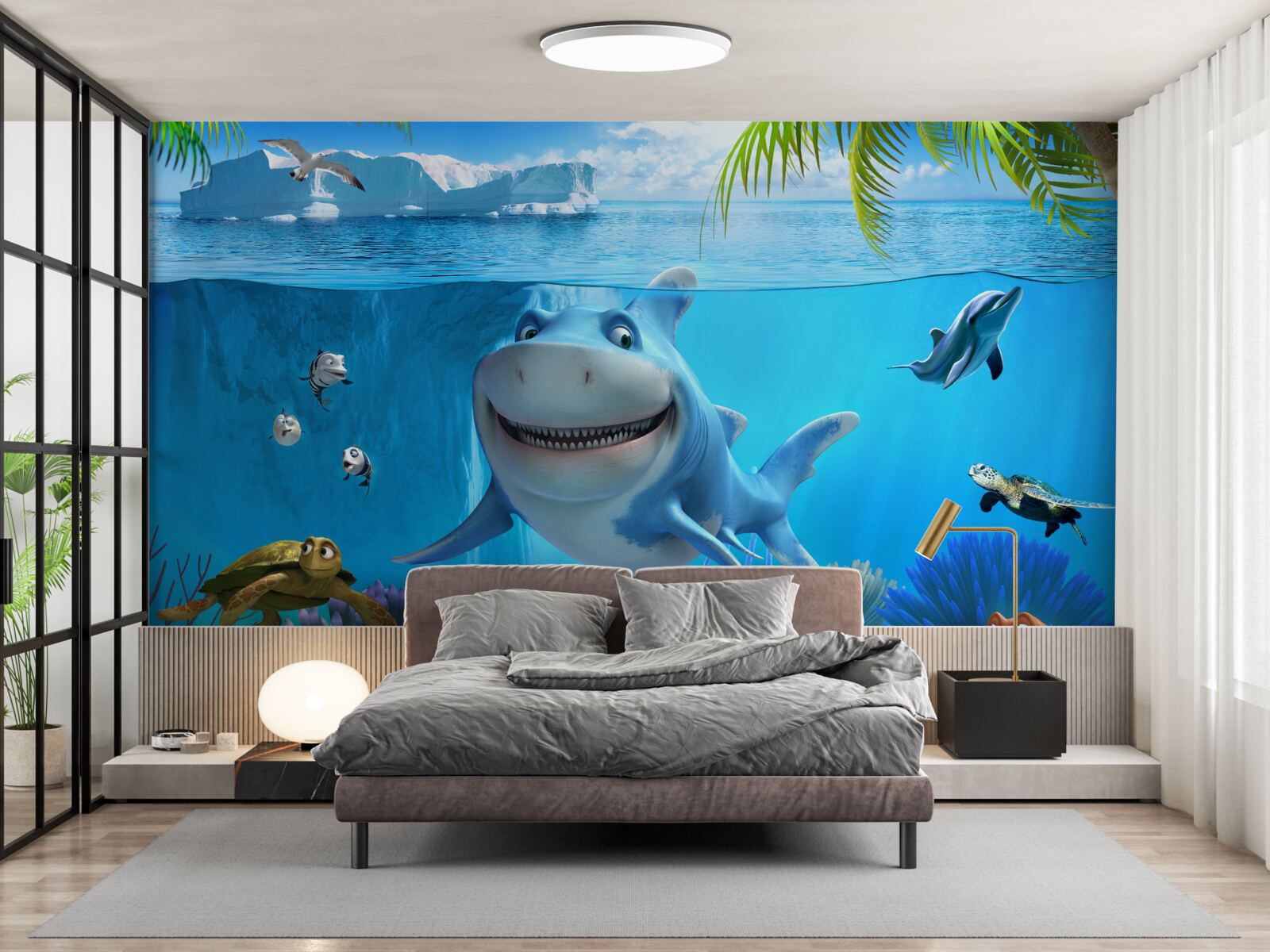 Fotobehang geanimeerde bewoners van de onderwaterwereld