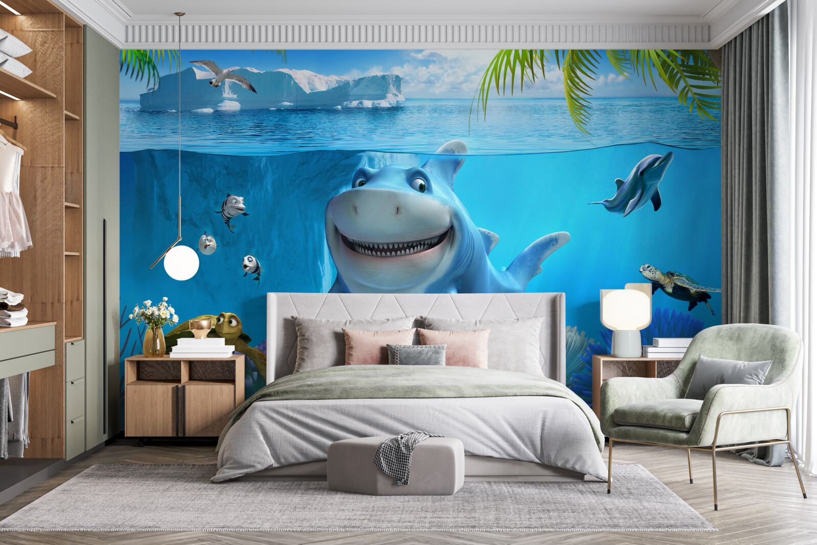 Fotobehang geanimeerde bewoners van de onderwaterwereld