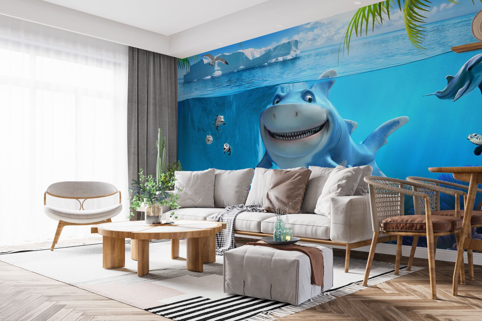 Fotobehang geanimeerde bewoners van de onderwaterwereld