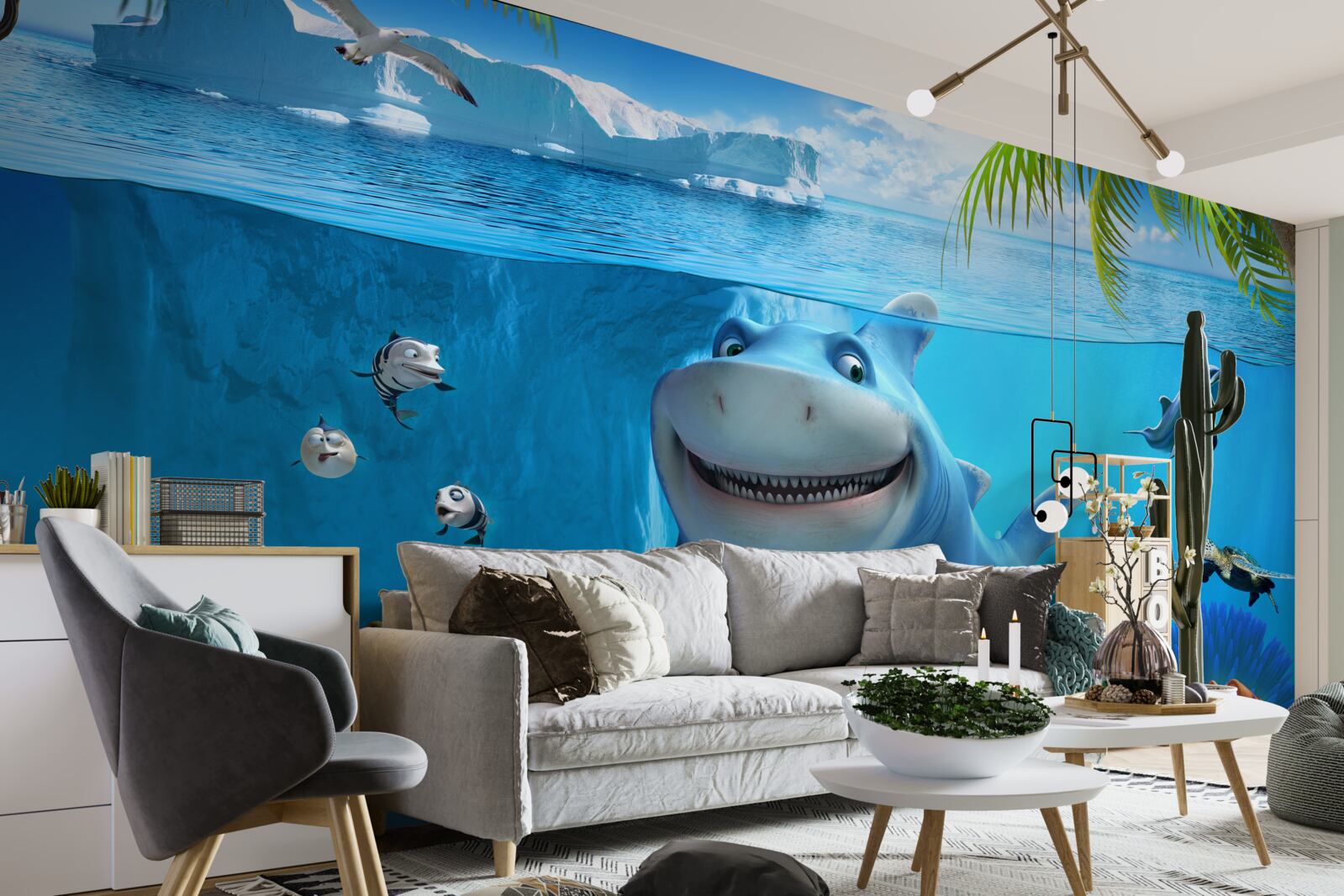 Fotobehang geanimeerde bewoners van de onderwaterwereld