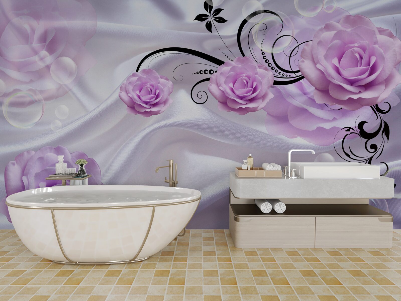 Fotobehang zachte lila rozen