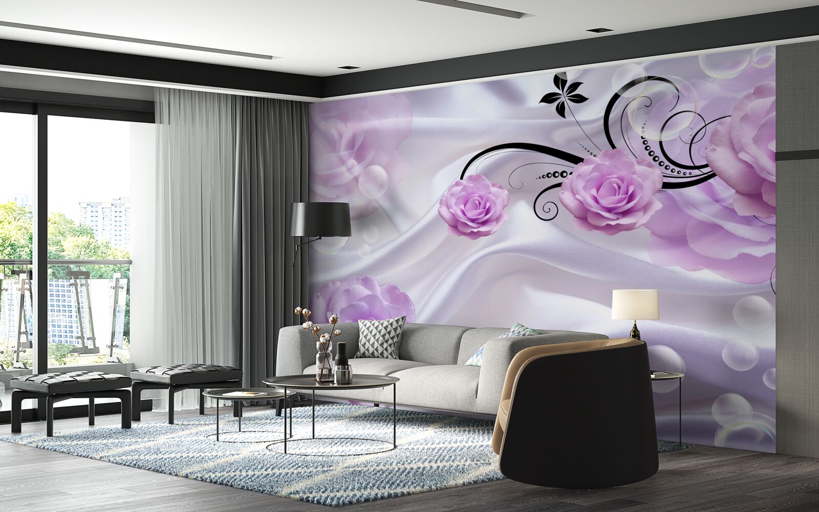 Fotobehang zachte lila rozen
