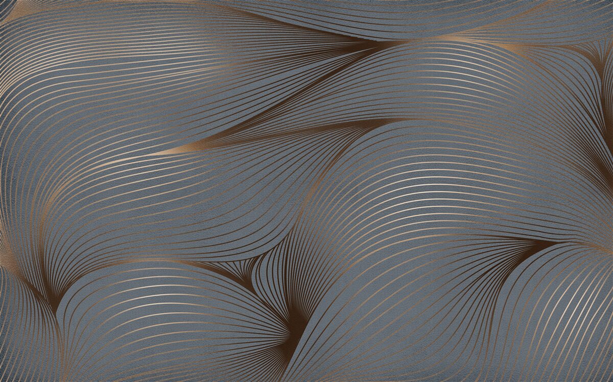 Fotobehang abstracte lijnen met gladheid en gouden randen