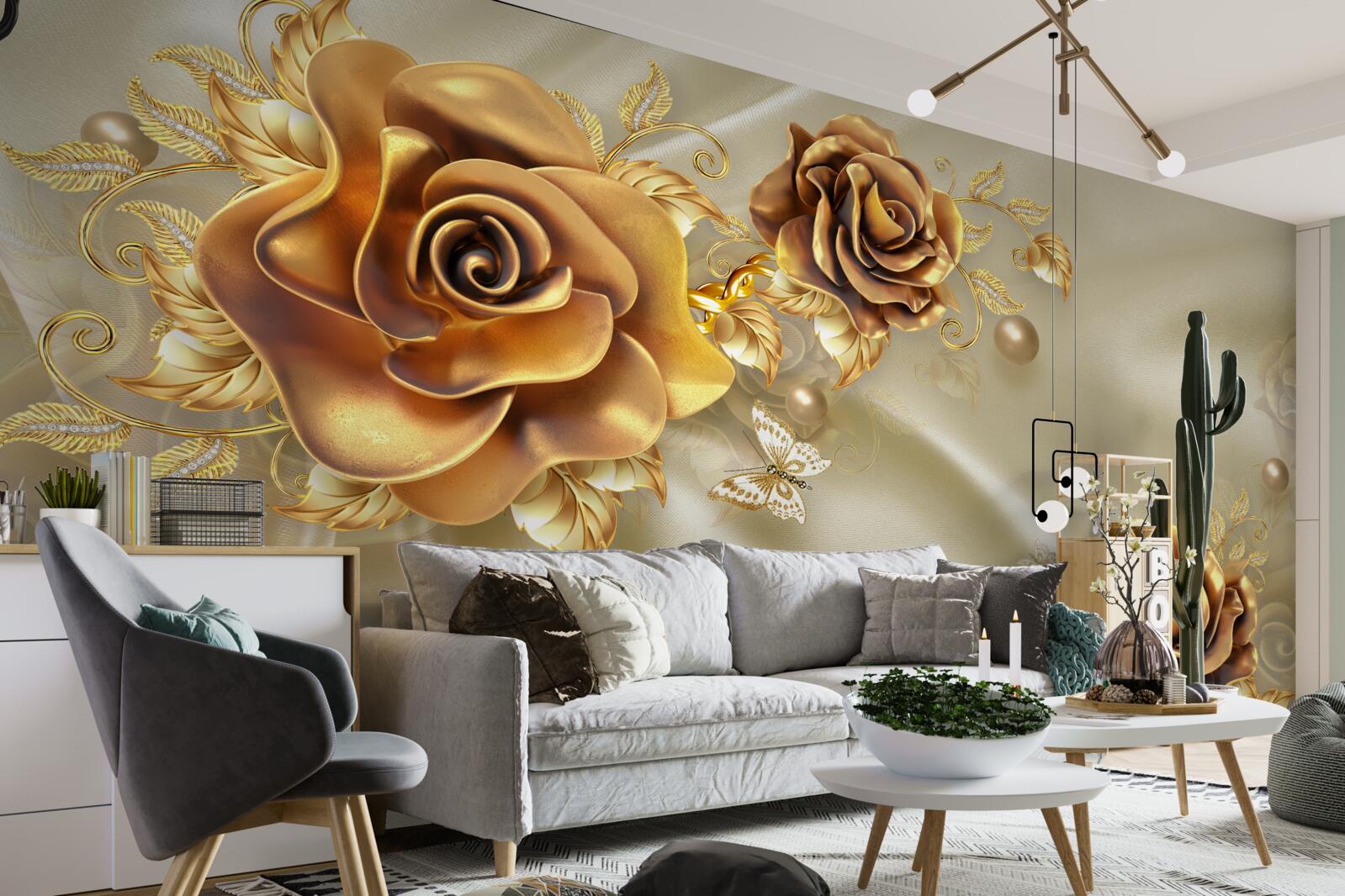 Fotobehang donkerbruine rozen