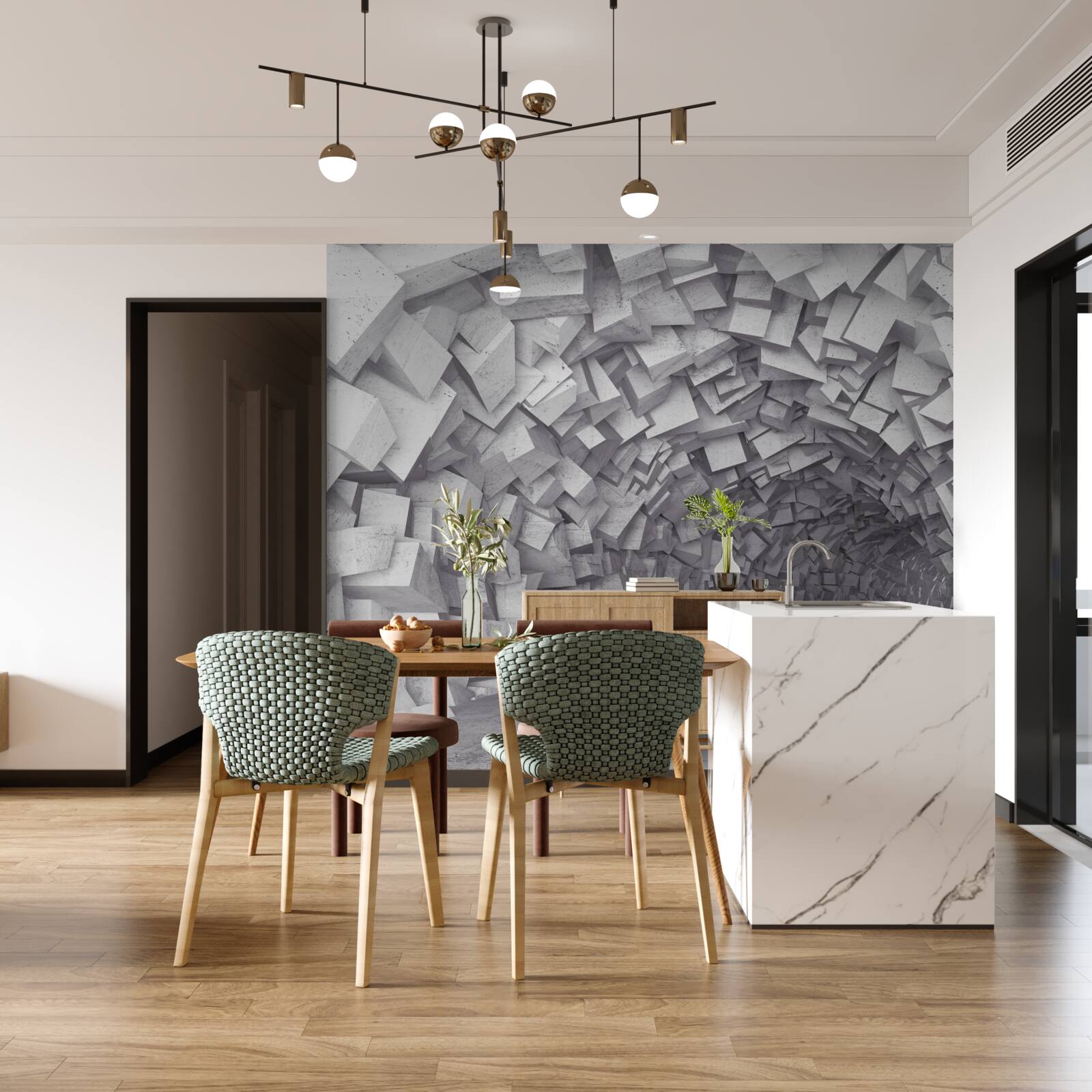 Fotobehang 3d vormen een tunnel