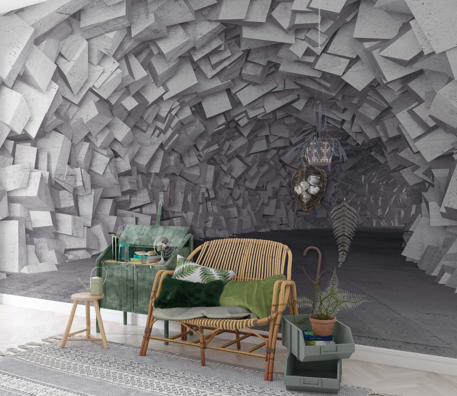 Fotobehang 3d vormen een tunnel