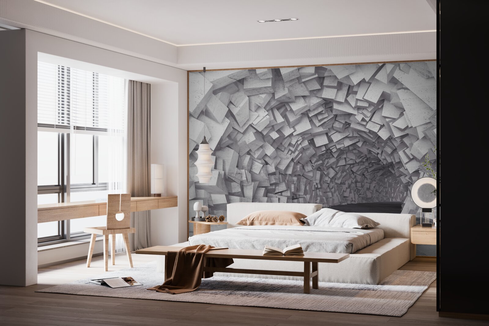 Fotobehang 3d vormen een tunnel