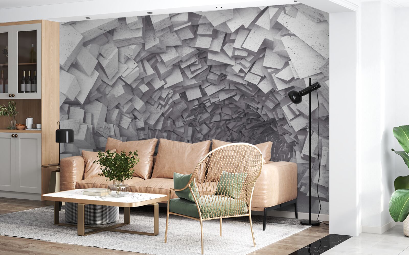 Fotobehang 3d vormen een tunnel