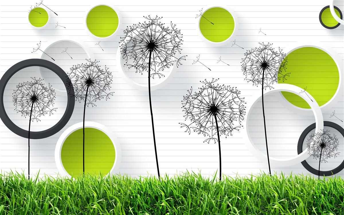 Fotobehang een weiland bezaaid met melkkruid