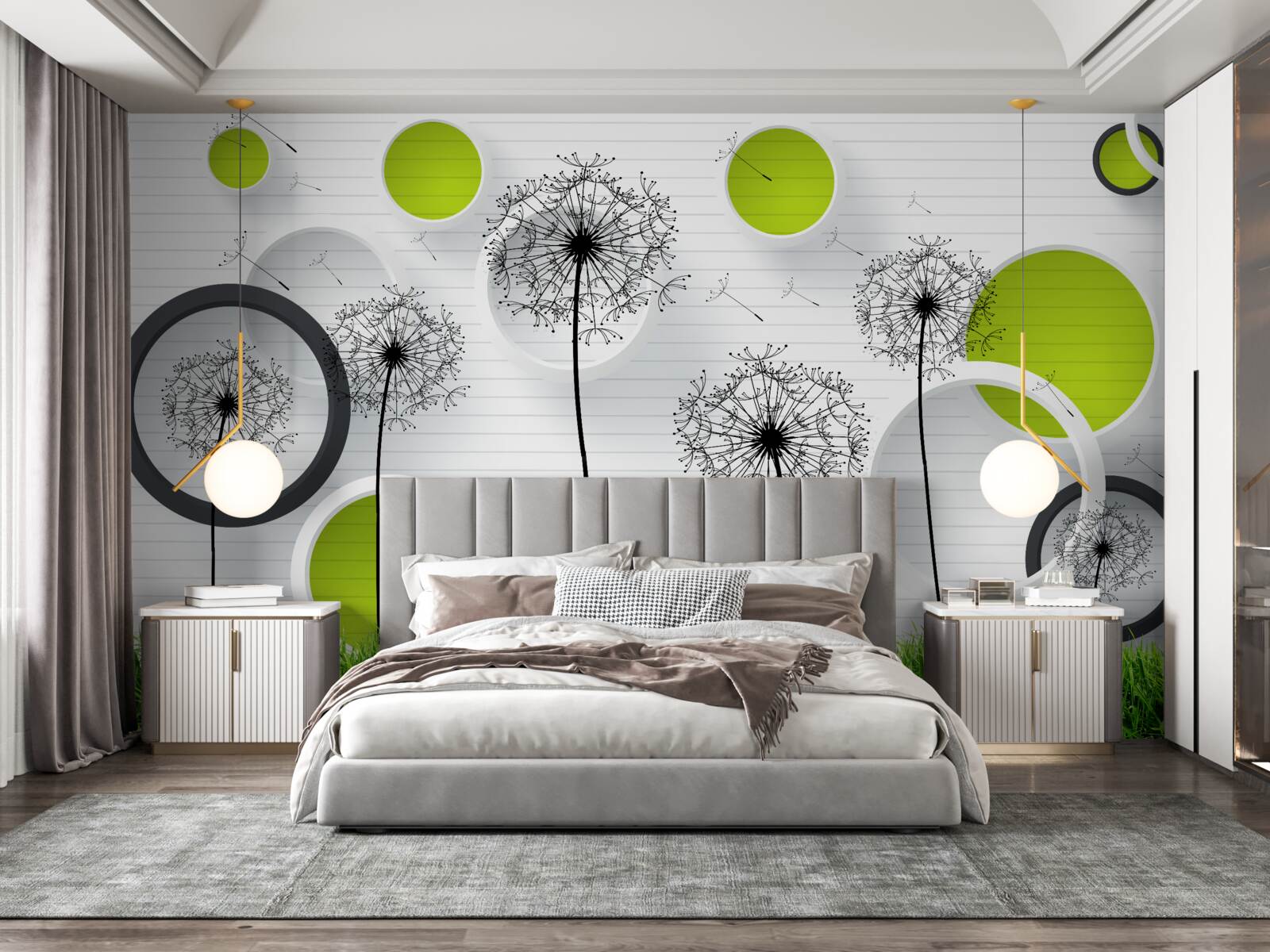 Fotobehang een weiland bezaaid met melkkruid