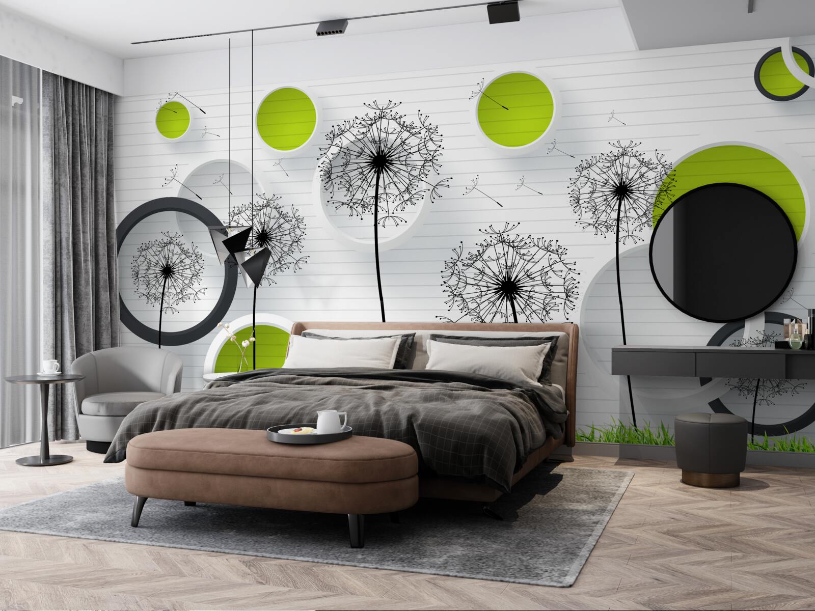 Fotobehang een weiland bezaaid met melkkruid