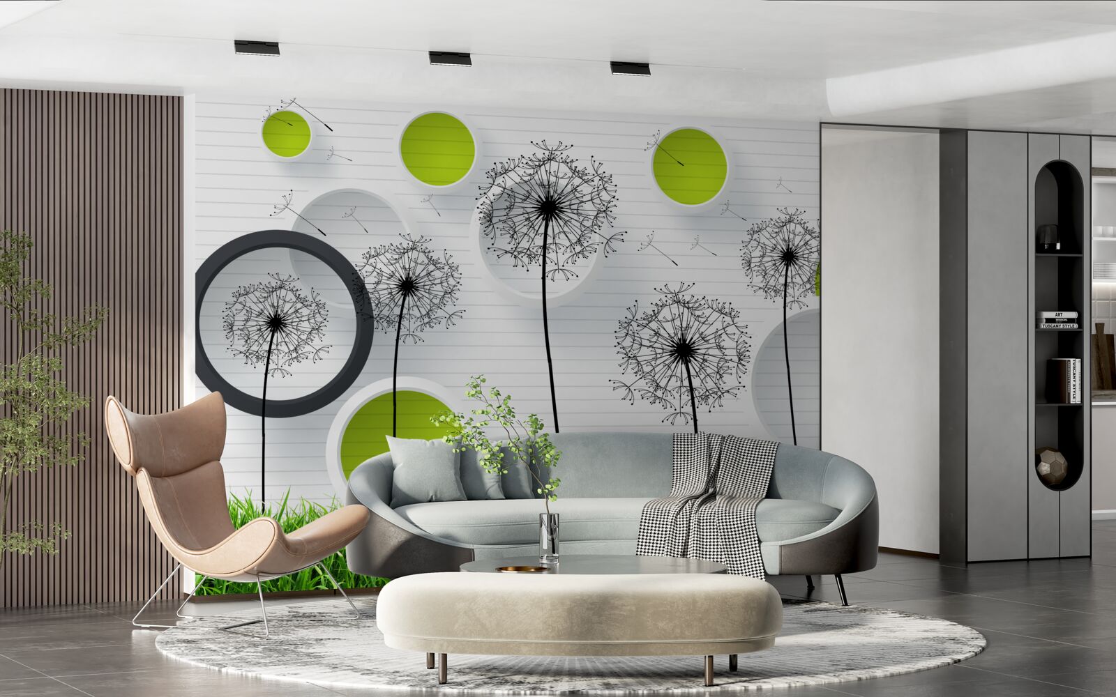 Fotobehang een weiland bezaaid met melkkruid