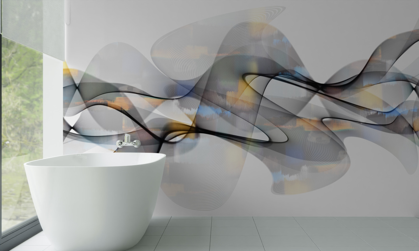 Fotobehang rookstructuur met gouden elementen