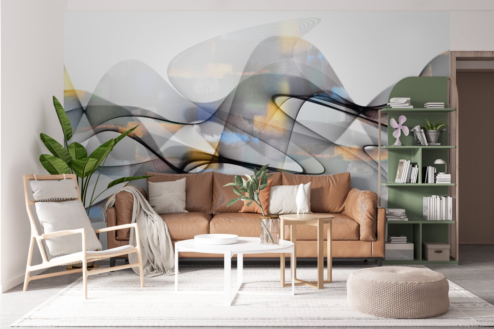 Fotobehang rookstructuur met gouden elementen